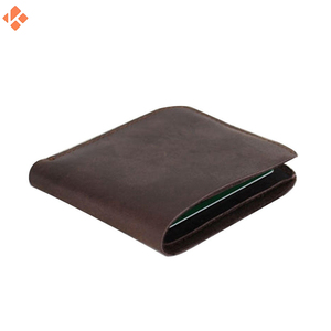 Cartera de cuero marrón para hombre con cierre abierto de diseño único y Tarjetero con forro de poliéster hecho a mano de longitud corta al por mayor - Product Image 4