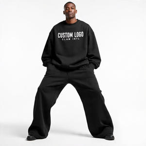 Streetwear personnalisé pour hommes Rhinestone survêtement vierge Boxy décontracté à capuche évasé ensemble de pantalons de survêtement - Product Image 1