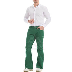 Pantalon évasé décontracté taille haute pour homme Pantalon large en tissu extensible léger avec pantalon évasé au design moderne vieilli - Product Image 5