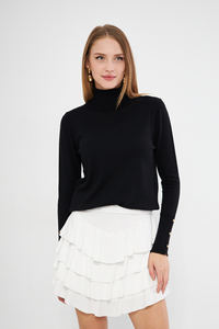 Chandail en tricot boutonné à col roulé à manches longues pour femmesSports, CasualOfficeStylishWear Opportunity en gros - Product Image 4