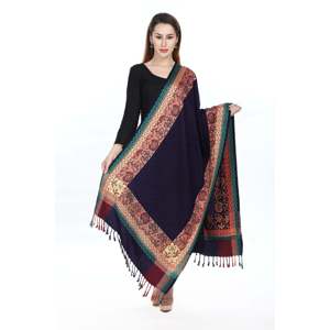 Étole en laine noire à motif Paisley pour filles, chaude pour l'hiver - Product Image 1