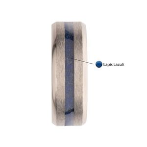 Matte Finish Comfort Fit <b>Ring</b> <b>Lapis</b> <b>Lazuli</b> Stone Inlay Titanium Stainless Steel Trendy Titanium Ovale Cut Diamond for Weddings - Product Image 2