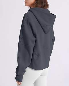 เสื้อสวมหัวมีฮู้ดผ้าคอตตอนสำหรับผู้หญิงเสื้อกันหนาวแบบรูดซิปครึ่งสำหรับฤดูใบไม้ร่วง - Product Image 3