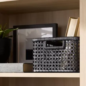 Cestas de almacenamiento de ratán de color negro y natural con asas, uso de cesta multifunción para oficina de hotel en casa NUEVO PRODUCTO - Product Image 6