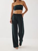 Pantalon de bureau décontracté mi-long pour femme en coton mélangé, taille élastique double, respirant et écologique