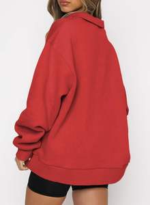 Sweatshirts à col zippé en tricot gaufré pour femmes en multicolore Sweatshirts à demi-fermeture éclair surdimensionnés personnalisés - Product Image 2