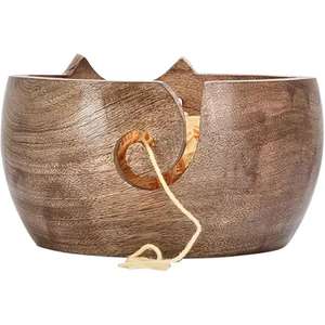 Tazón de hilo de madera de Mango Premium hecho a mano, soporte de almacenamiento de ganchillo tejido artesanal indio de alta calidad, costura - Product Image 3