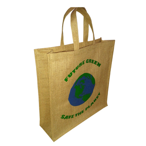 Sac fourre-tout pour femmes en lin jute réutilisable écologique Sac à provisions pliable naturel imprimé logo personnalisé - Product Image 5