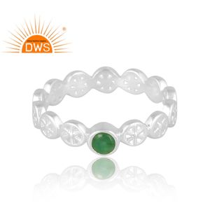 Nuevo diseño de tendencia Anillo de piedras preciosas de Esmeralda natural de Plata de Ley 925 Joyería personalizada para mujeres Regalo para ella - Product Image 3