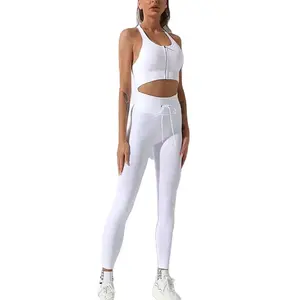 热销圆点设计无缝舒适女性瑜伽服套装好弹力快干运动套装透气5件套瑜伽套装