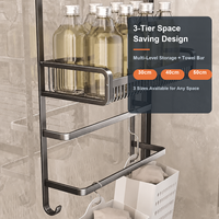 Porte-serviettes suspendu moderne sans perçage pour salle de bain et cuisine, organisateur de porte en verre avec panier, gris anthracite
