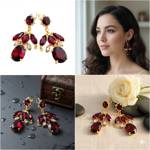 Boucles d'oreilles pendantes en argent sterling 925 avec pierres précieuses plaqué or 18 carats bijoux de mode faits à la main pour femmes - Product Image 4