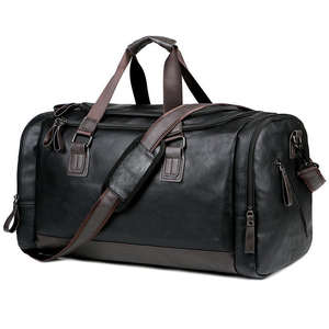 Sac de voyage en cuir, voyage d'affaires, portable, sous le nouveau design, hommes, grande capacité, cuir véritable noir, sac de voyage en cuir - Product Image 5
