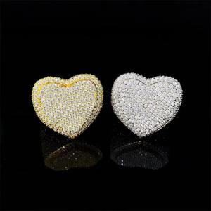 Joyería personalizada de lujo Hip Hop en forma de corazón Anillo de diamante de moissanita de la mejor calidad para regalo de compromiso - Product Image 1