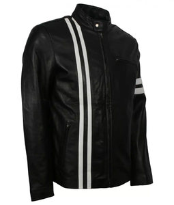Venta caliente de los hombres Slim Fit Biker Jacket Nuevo producto-Cuero negro desgastado con cremallera de marca para montar en bicicleta de invierno - Product Image 2