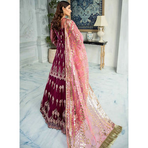 ชุดคุर्ติผ้าฝ้ายสำหรับผู้หญิง แบบอนาร์กาลี ดีไซน์แฟชั่นล่าสุด พร้อมสวมใส่ ราคาถูก พร้อมผ้าคลุมไหล่และเสื้อแจ็คเก็ต - Product Image 5