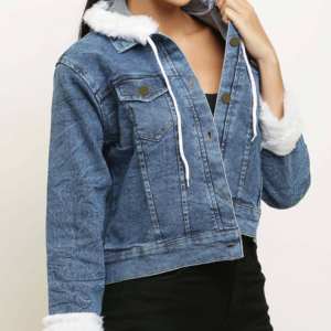 Veste en jean authentique respirante à col montant pour femme, style streetwear, design élégant, logo personnalisé, nouvelle mode, vente en gros - Product Image 2