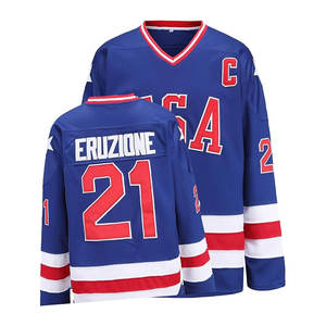 Jersey de hockey personalizado para hombres Equipo de EE. UU. Letras y números cosidos Jerseys de hockey sobre hielo Servicio OEM para hombres - Product Image 2