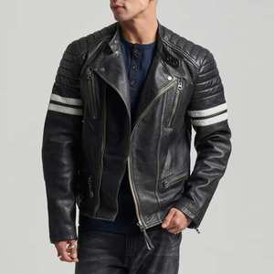 Prix bas Vente en ligne Nouvelle arrivée Veste en cuir pour hommes Design basique Nouvelle arrivée Veste motard en cuir pour hommes lourds - Product Image 1