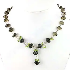 Collar de Plata 925 con Cuarzo Ahumado y Cristal de Peridoto para Regalo de Mujer - Product Image 3