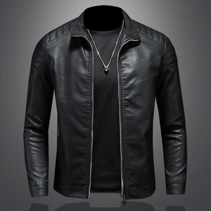 Chaqueta de cuero premium para hombre, estilo casual inspirado en motociclistas, manga larga, cálida, ideal para moda urbana y comodidad en invierno. - Product Image 3