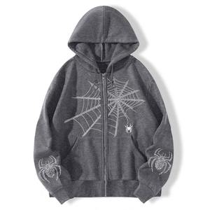 Sweat à capuche en coton molletonné 340 GSM avec strass araignée, coupe classique, style streetwear d'hiver, impression sérigraphique, conception personnalisée OEM - Product Image 2