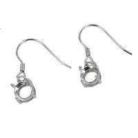 Solide fait à la main en argent Sterling 925 blanc réglage boucles d'oreilles pince 5MM-12MM forme ronde pierres précieuses lunette tasse boucles d'oreilles fabrication de bijoux