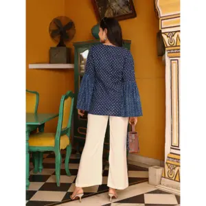 Conjunto de Dos Piezas de Algodón Oxford Azul para Mujer - Product Image 2