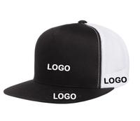 Casquette de camionneur à facture plate personnalisée à 5 panneaux unisexe, casquette de dos en maille structurée sur mesure en polyester/coton et casquette de baseball sportive