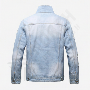 เสื้อแจ็คเก็ตยีนส์ผู้ชาย ดีไซน์ทันสมัย น้ำหนักเบา สวมใส่สบาย สีน้ำเงิน ออกแบบได้ตามต้องการ เหมาะสำหรับการเดินทางช่วงสุดสัปดาห์ - Product Image 2