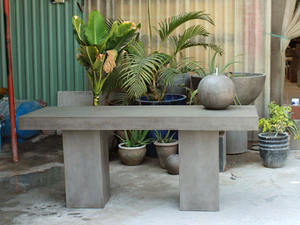 VIETCRAFTCHAIN Table à manger rectangulaire classique moderne en béton dessus imperméable léger et durable pour l'utilisation de meubles d'extérieur - Product Image 4