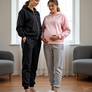 2025 allaitement maternité fermeture éclair survêtement dames décontracté respirant 400 GSM tissu lourd allaitement survêtement femmes - Product Image 6