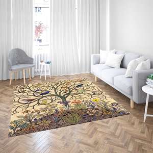 Birds on Tree Branches <b>Rugs</b>, Printed <b>Rug</b>, Colorful, Nursery Decor,<b>Chenille</b> <b>Rug</b> - Product Image 2