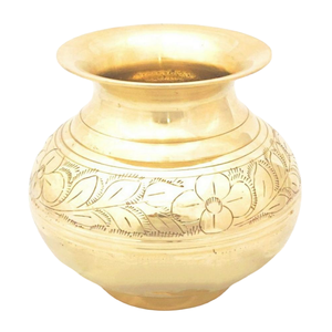 Lota en laiton pur vintage de haute qualité avec gravure, finition polie pour une utilisation en cuisine, article de cuisine antique arabe Lutiya - Product Image 3