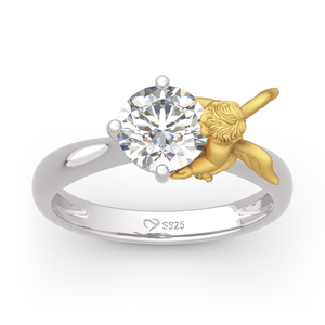 Bague en argent sterling Jeulia Hug Me Angel's Love à coupe ronde avec diamant - Product Image 3