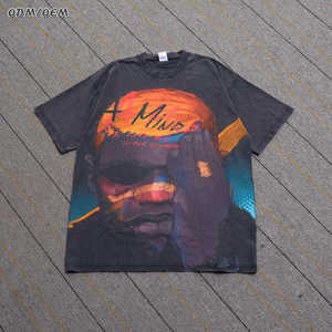 T-shirt personnalisé délavé à l'acide pour hommes 100% coton surdimensionné Plus Size graphique t-shirts Imprimer Logo Vintage T Shirt pour hommes - Product Image 2