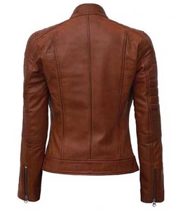 Veste de motard en cuir véritable pour femme, en velours côtelé, unie, légère, écologique, manches longues, vêtements d'hiver - Product Image 2