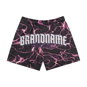 Shorts de sport pour femmes en mesh polyester respirant, imprimé éclair noir, sublimation, logo personnalisé, design sur mesure. - Product Image 5