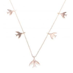 Collier porte-bonheur en argent sterling 925 avec colombe rose et noire - Cadeau pour toutes les occasions - Product Image 1