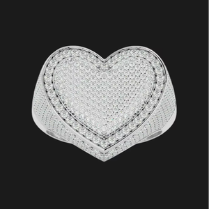 แหวนเพชรโมอิสรูปหัวใจสีเงินขัดเงาทำขึ้นเพื่อสวมใส่เครื่องประดับฮิปฮอปหรูหรามีสไตล์ - Product Image 1