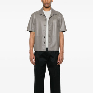 Camisa Casual de Cuero para Hombre con Diseño de Cuello Camisero Personalizado para la Temporada de Invierno con Logotipo Personalizado 2025 - Product Image 3