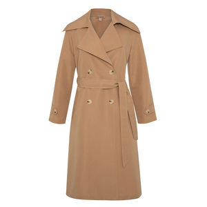 Manteau long imperméable en cuir pour femme avec imprimé, style raglan camel, automne-hiver - Product Image 1