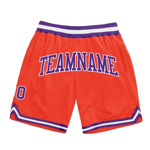 Industrie Direct Engro Sportswear Short de basket-ball personnalisé Orange Violet-Blanc Authentique Short de basket-ball rétro - Product Image 1