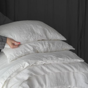 Luxe 200TC lin européen 3 pièces housse de couette taies d'oreiller reine/roi taille solide pour hôtels maison mariages hôpitaux en gros - Product Image 3