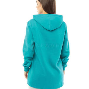 Sudaderas con capucha de algodón y poliéster de secado rápido para mujer, tejido de punto de invierno, manga larga, logotipo impreso, capucha frontal, longitud corta - Product Image 3