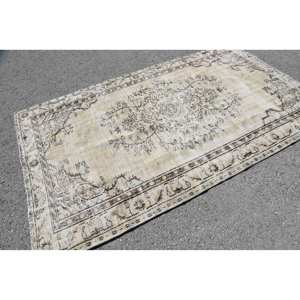 Alfombra turca Vintage clásica Beige 5,2X8,7 pies hecha a mano felpa pila altura lana piel látex Patchwork rectángulo para dormitorios adolescentes - Product Image 4