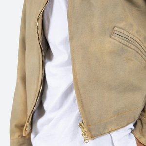 Chaqueta vaquera de trabajo lavada recortada hecha a medida OEM, chaqueta vintage de diseñador con logotipo personalizado para exteriores para hombre, fabricada por Isha Industry - Product Image 6