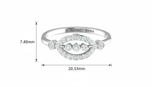 Bague pour femme en or 14 carats et diamants naturels, design Vaidya, 23 diamants blancs taille brillant |   Bijoux de luxe 0,30 carats pour tous les jours - Product Image 2