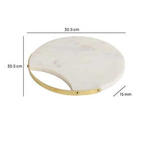 Planche à découper ronde blanche avec poignée dorée Plateau de cuisine élégant pour couper l'affichage du fromage de service et offrir une utilisation polyvalente - Product Image 3