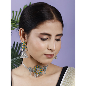 GS Party <b>Choker</b> with Yellow Green Flower Round Design - Product Image 3